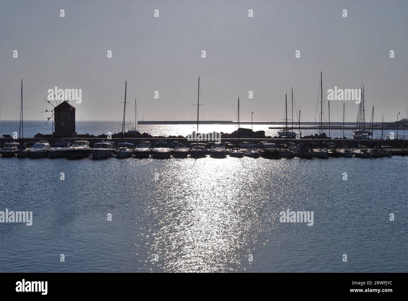 Mandraki Marina, Rodi, Rodi, Dodecaneso, Grecia Foto Stock