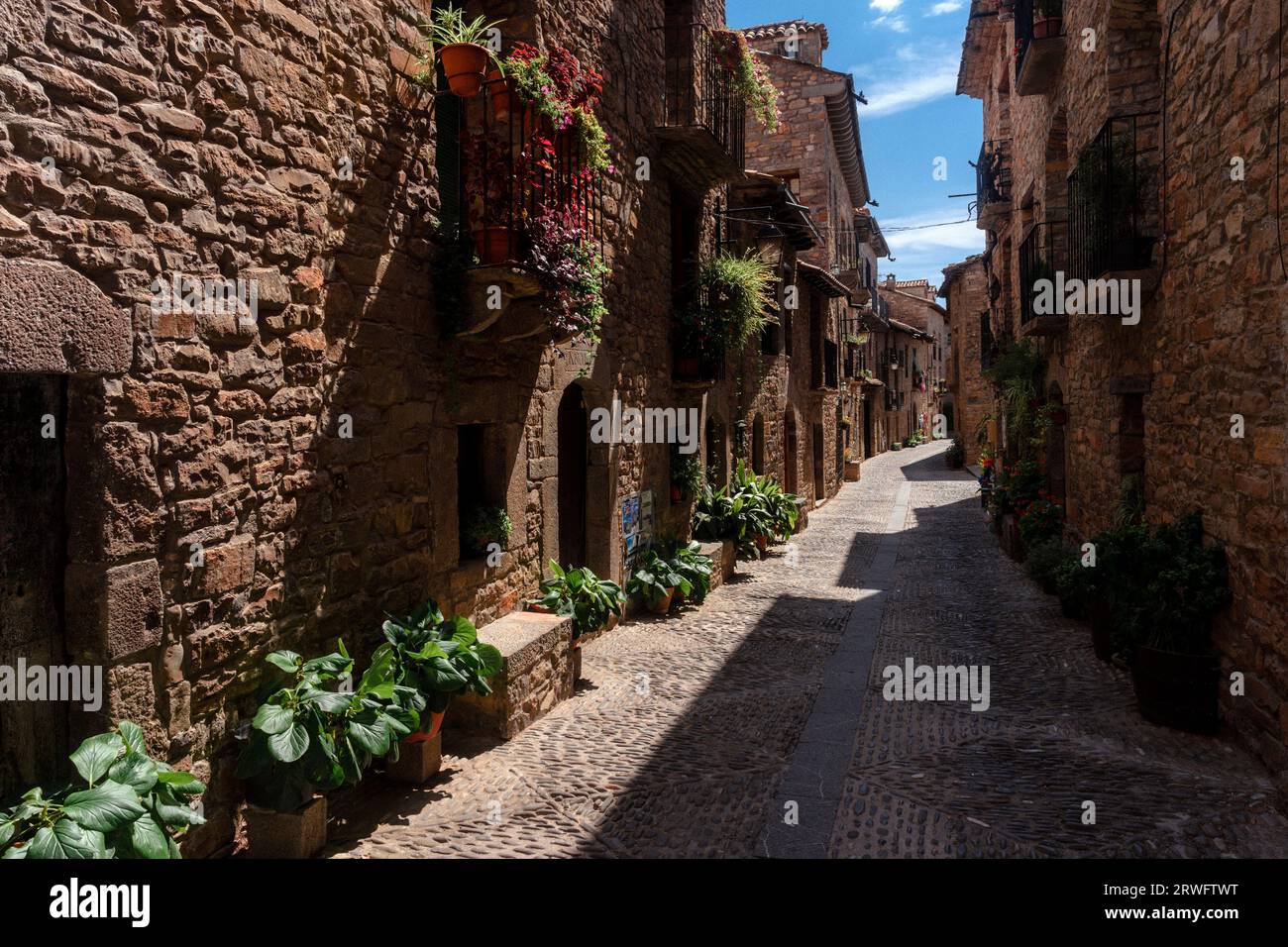 Il centro storico di Ainsa in Aragona/Spagna Foto Stock