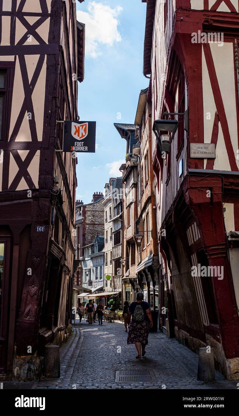 Rouen Normandia Francia - Rouen è la capitale della regione francese settentrionale della Normandia, è una città portuale sulla Senna. Importante in epoca romana Foto Stock