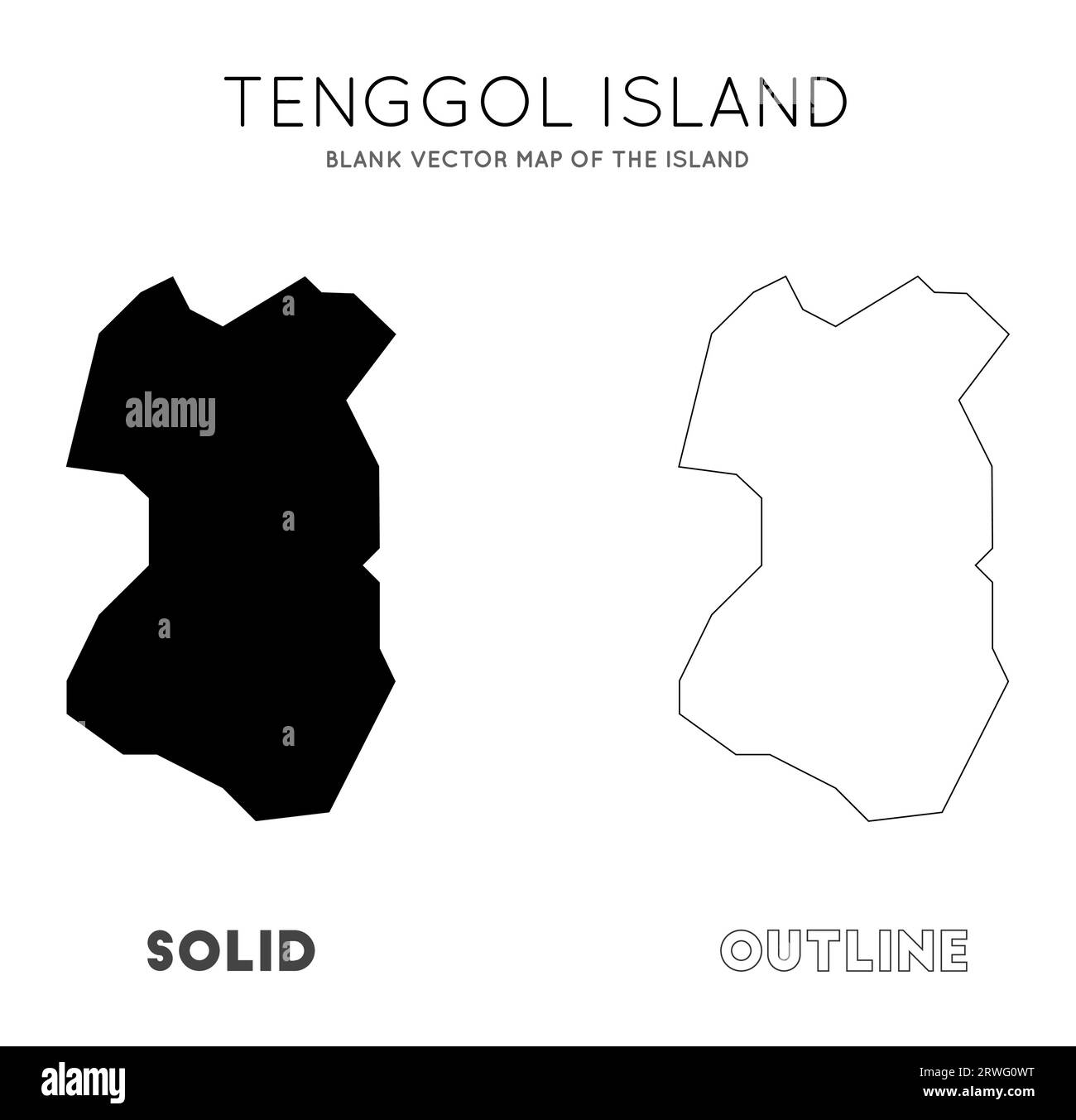 Mappa dell'isola di Tenggol. Confini dell'isola di Tenggol per la tua infografica. Illustrazione vettoriale. Illustrazione Vettoriale