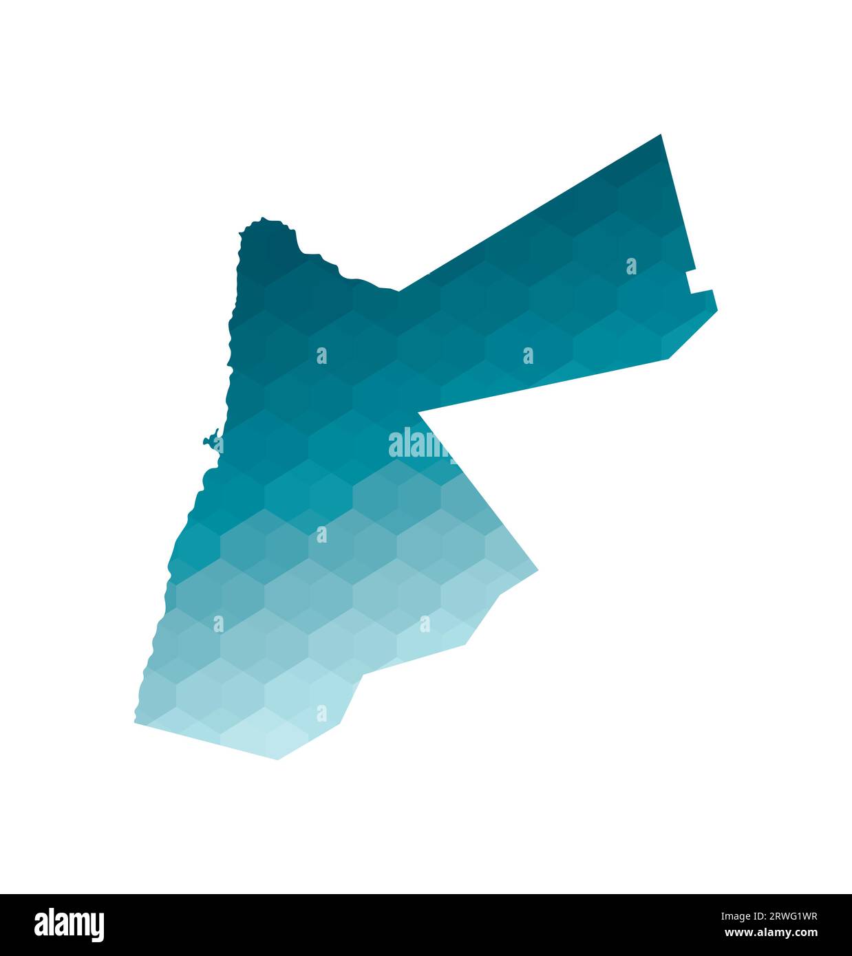 Icona con illustrazione vettoriale isolata con silhouette blu semplificata della mappa Jordan. Stile geometrico poligonale. Sfondo bianco. Illustrazione Vettoriale