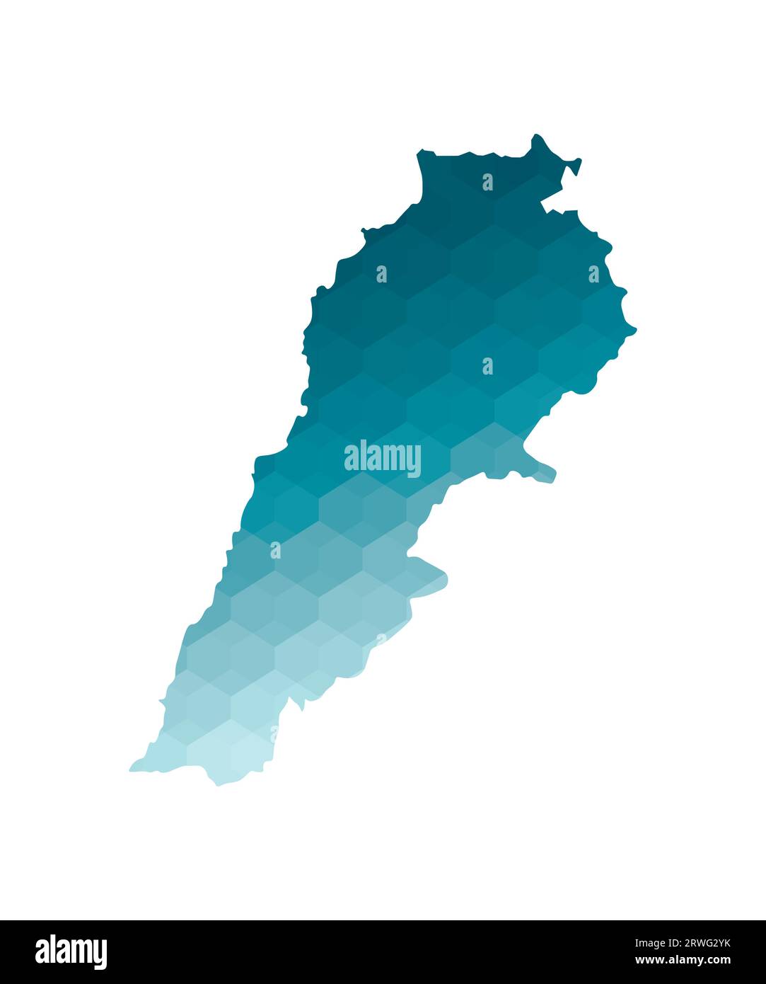 Icona a figura vettoriale isolata con sagoma blu semplificata della mappa del Libano. Stile geometrico poligonale. Sfondo bianco. Illustrazione Vettoriale