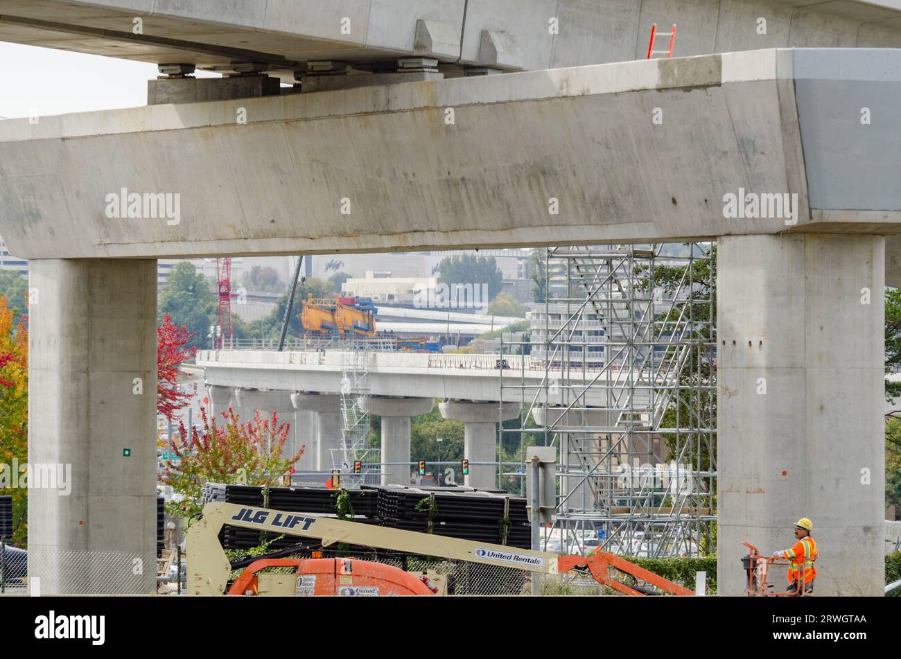 Costruzione di metropolitane e ponti a Tyson's Corner, Virginia Foto Stock