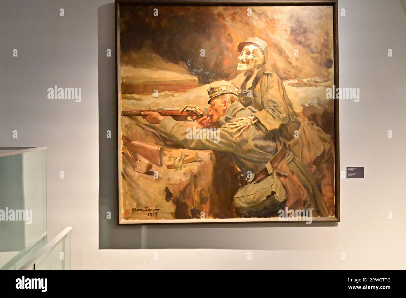Vienna, Austria. Museo di storia militare di Vienna. Dipinto ad olio di Hans Larwin Soldier and Death 1917 Foto Stock