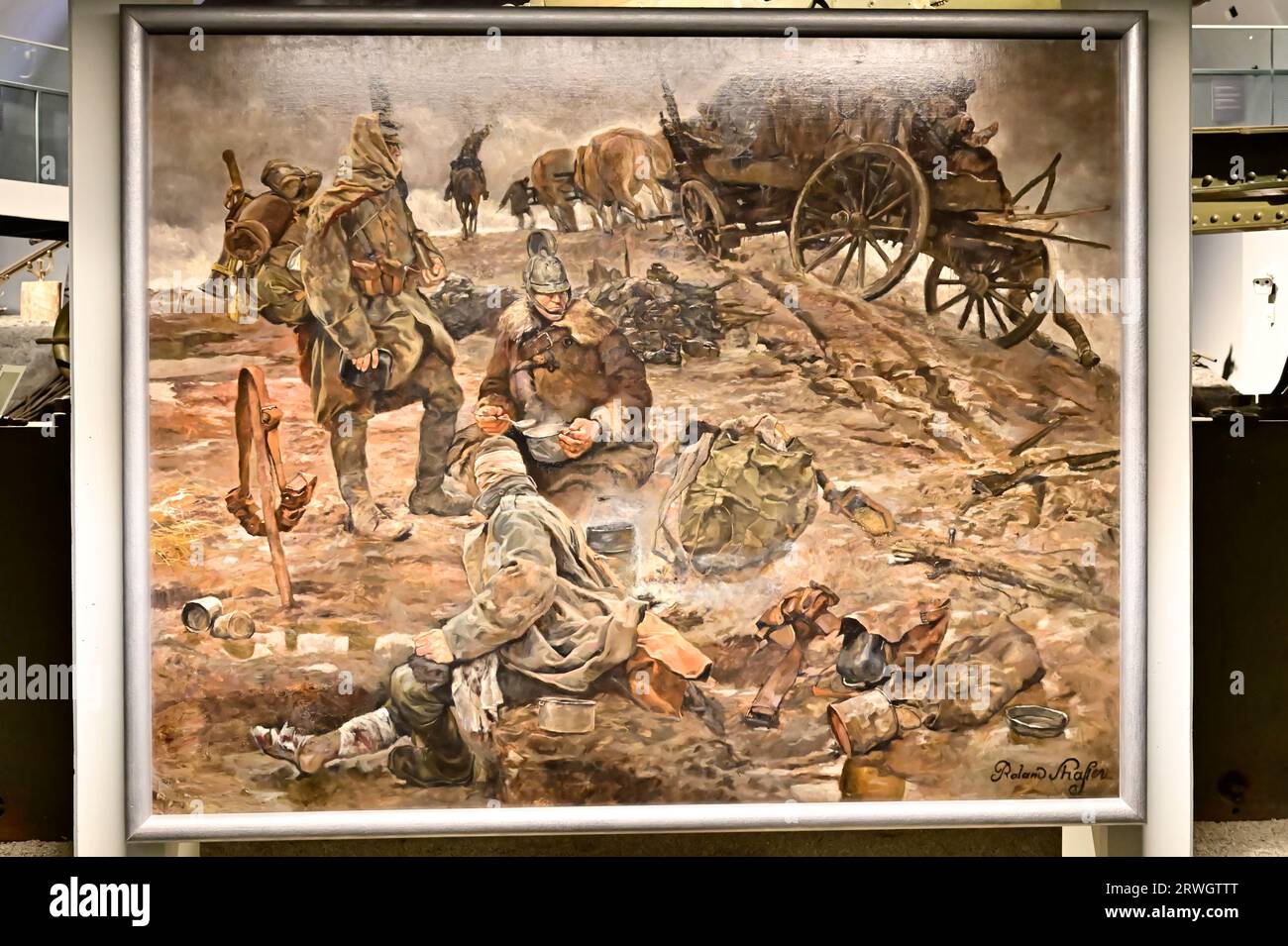 Vienna, Austria. Museo di storia militare di Vienna. Dipinto ad olio Roland Strasser dopo la battaglia 1915/16 Foto Stock