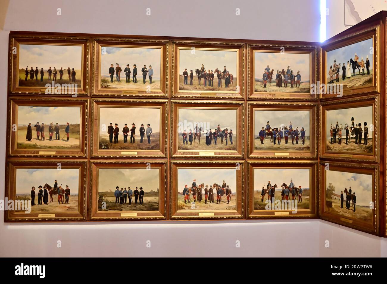 Vienna, Austria. Museo di storia militare di Vienna. Diversi dipinti ad olio con soldati Foto Stock