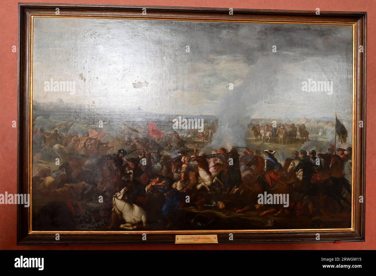 Vienna, Austria. Museo di storia militare di Vienna. Pittura ad olio Battaglia tra Imperiale e Turchi Foto Stock