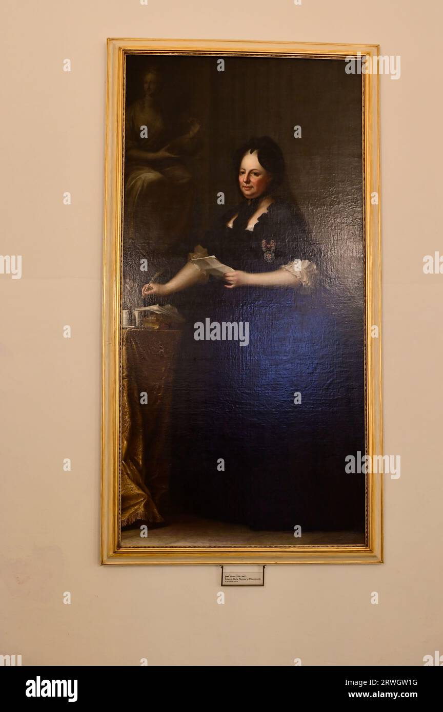 Vienna, Austria. Museo di storia militare di Vienna. Dipinto ad olio di Josef Hickel-imperatrice Maria Theresia in costume della vedova Foto Stock