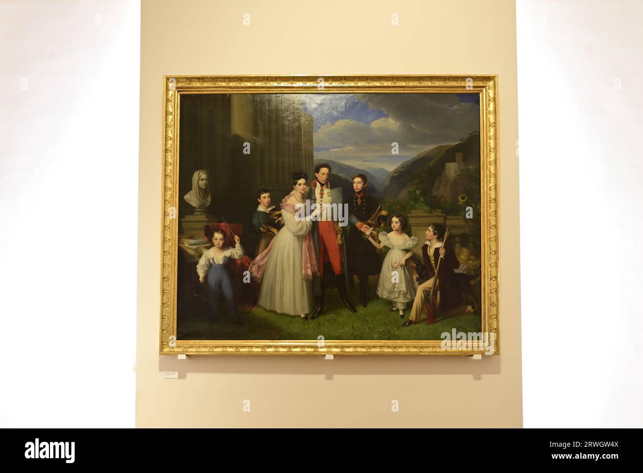Vienna, Austria. Museo di storia militare di Vienna. Dipinto ad olio di Johann Nepomuk Ender-Arciduca Carl con i suoi figli al Weilburg di Baden vicino a Vienna Foto Stock