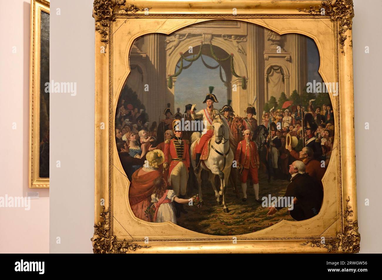 Vienna, Austria. Museo di storia militare di Vienna. Dipinto ad olio di Carl von Blaas - entrata dell'imperatore Francesco I. a Vienna il 16 giugno 1814 Foto Stock