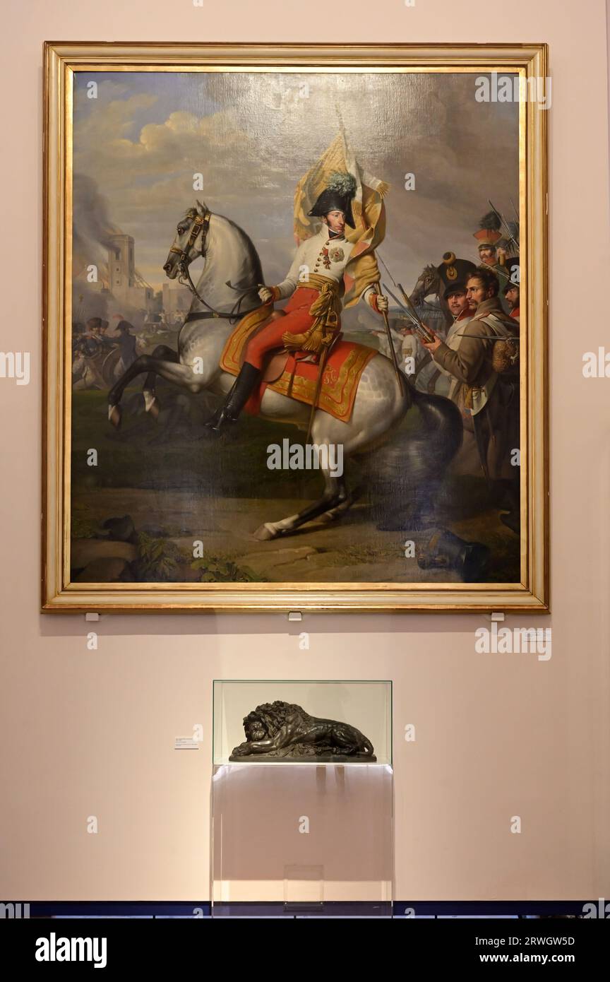 Vienna, Austria. Museo di storia militare di Vienna. Dipinto ad olio di Johann Peter Kraft 1812 - Arciduca Carl con la bandiera del reggimento Zach Foto Stock