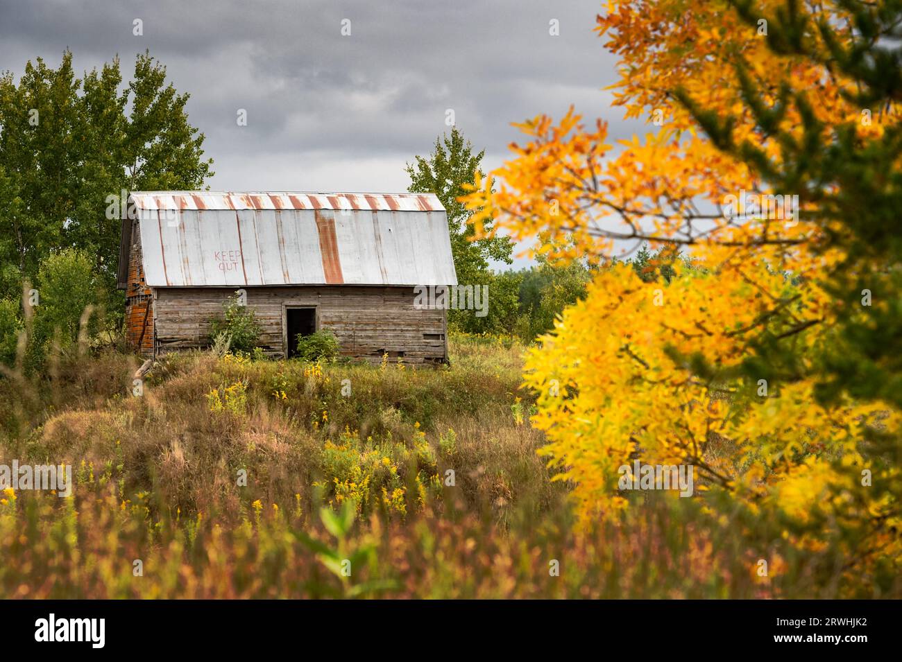 Keep Out Barn - Autunno Foto Stock