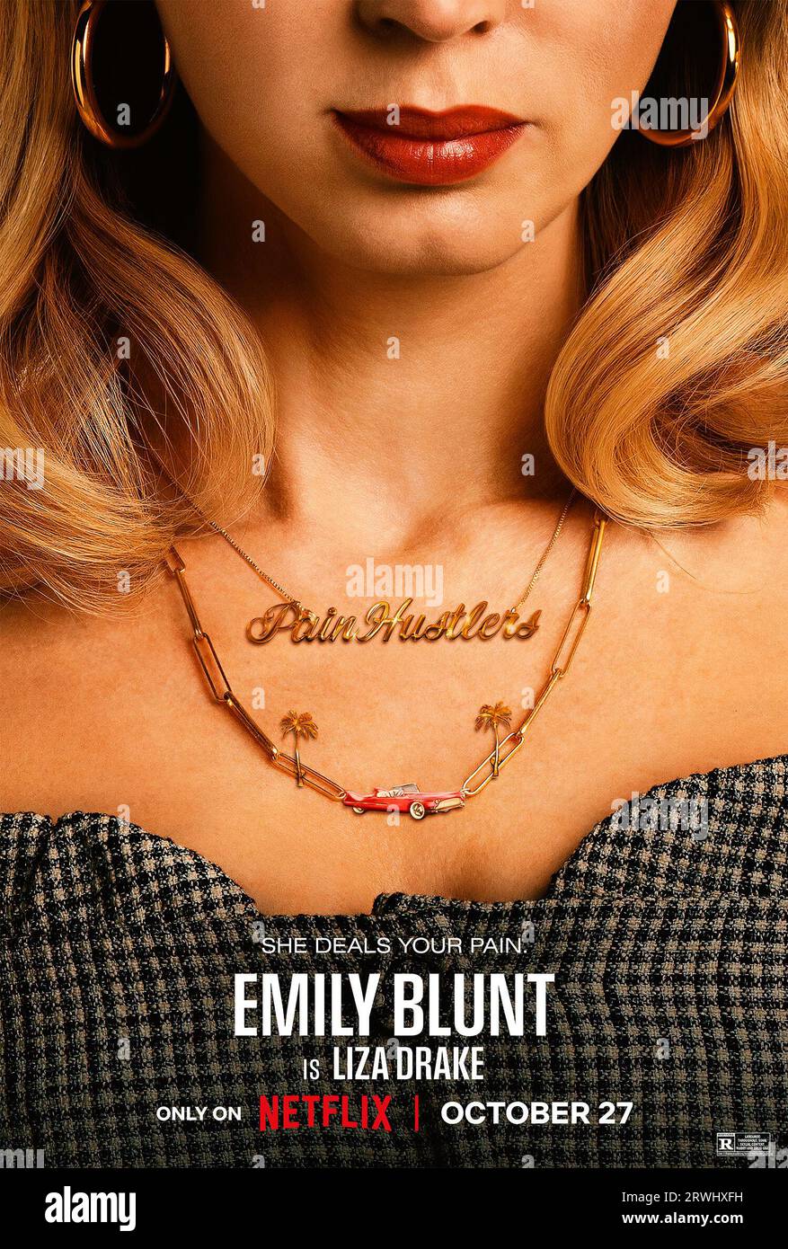 DATA DI RILASCIO: 27 ottobre 2023. TITOLO: Pain Hustlers. STUDIO: Wychwood Media. DIRETTORE: David Yates. TRAMA: Liza sogna una vita migliore per lei e sua figlia così ottiene un lavoro in una farmacia in bancarotta e il fegato di Liza catapulta l'azienda e lei nella vita alta senza sapere che presto sarà nel mezzo di una cospirazione criminale. PROTAGONISTA: Poster Art EMILY BLUNT nel ruolo di Liza. (Immagine di credito: © Wychwood Media/Entertainment Pictures/ZUMAPRESS.com) SOLO PER USO EDITORIALE! Non per USO commerciale! Foto Stock