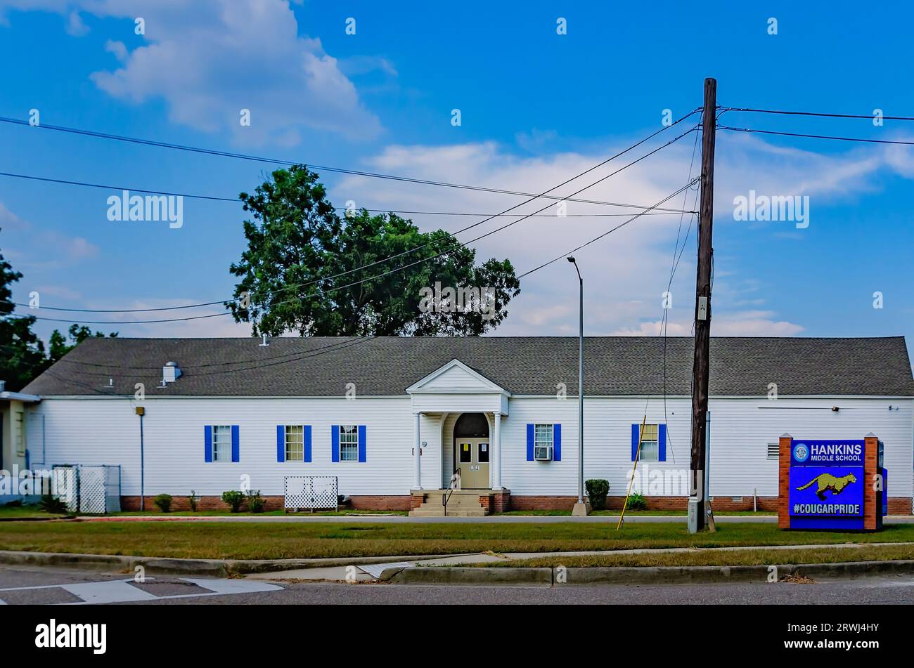 Hankins Middle School è raffigurata, il 26 agosto 2023, a Theodore, Alabama. La scuola ha un numero di studenti dal sesto all'ottavo anno e ha un'iscrizione di 836. Foto Stock