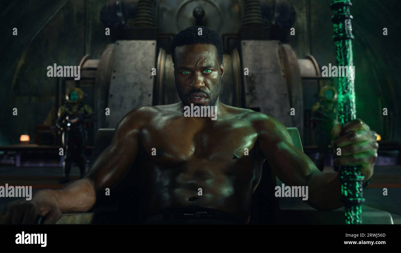 DATA DI USCITA: 20 dicembre 2023. TITOLO: Aquaman e il Regno perduto. STUDIO: Warner Bros. DIRETTORE: James Wan. TRAMA: Arthur deve chiedere l'aiuto del suo fratellastro Orm per proteggere Atlantide da Black Manta, che ha scatenato un'arma devastante nella sua ossessiva missione per vendicare la morte di suo padre. PROTAGONISTA: YAHYA ABDUL-MATEEN II nel ruolo di Black Manta. (Immagine di credito: © Warner Bros/Entertainment Pictures/ZUMAPRESS.com) SOLO PER USO EDITORIALE! Non per USO commerciale! Foto Stock