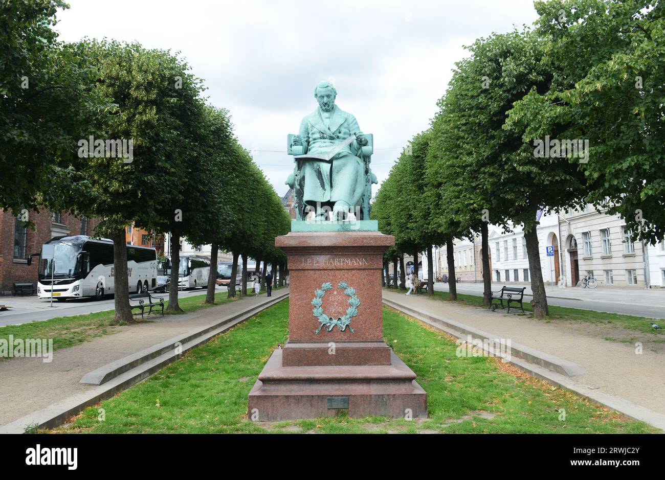 Statua di Johan Peter Emilius Hartmann a Sankt Annæ Plads, Copenaghen, Danimarca. Foto Stock