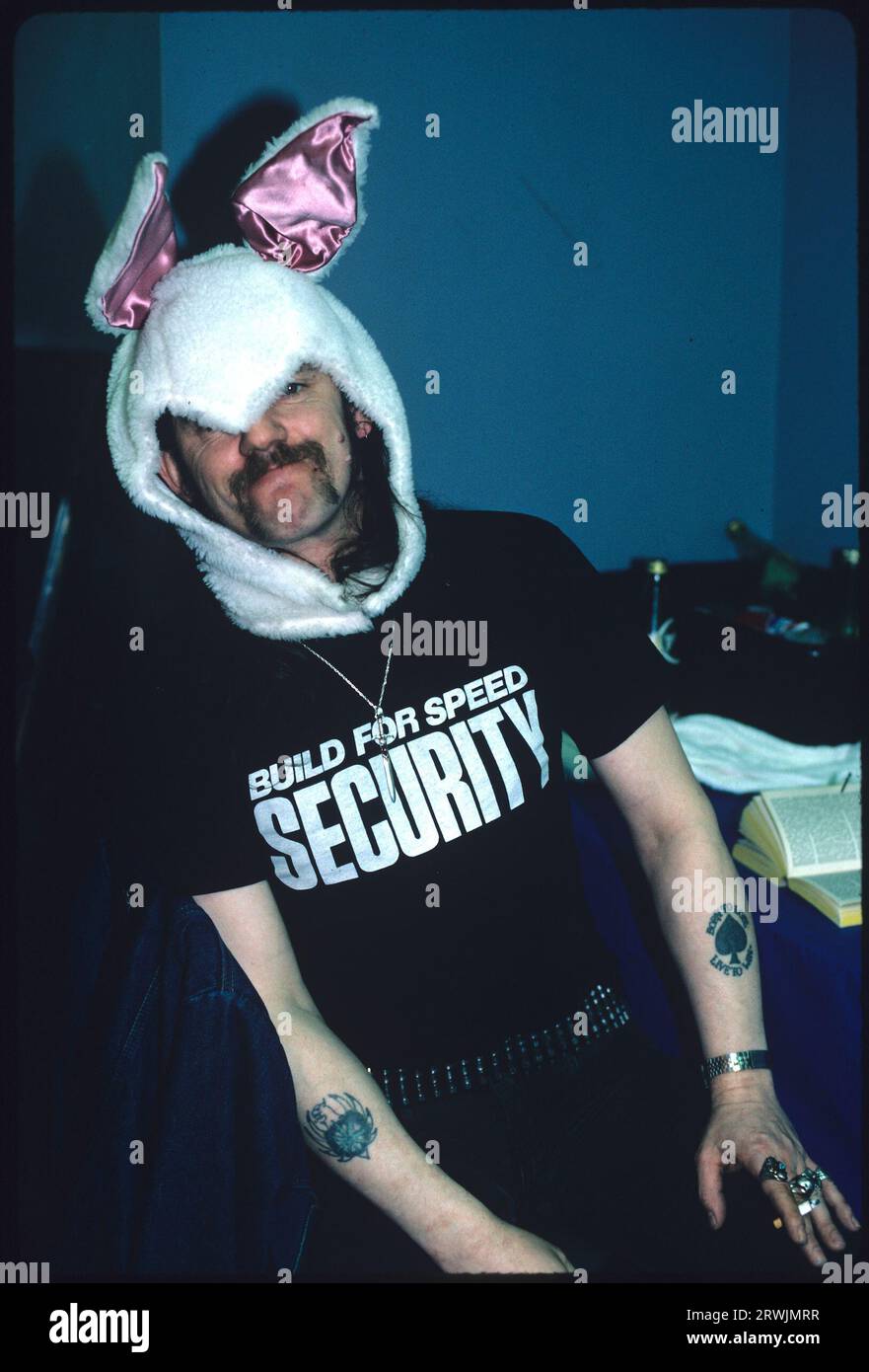 Lemmy di Motorhead fotografato a Chicago, Illinois. Aprile 1987. Credito: Gene Ambo /MediaPunch Foto Stock