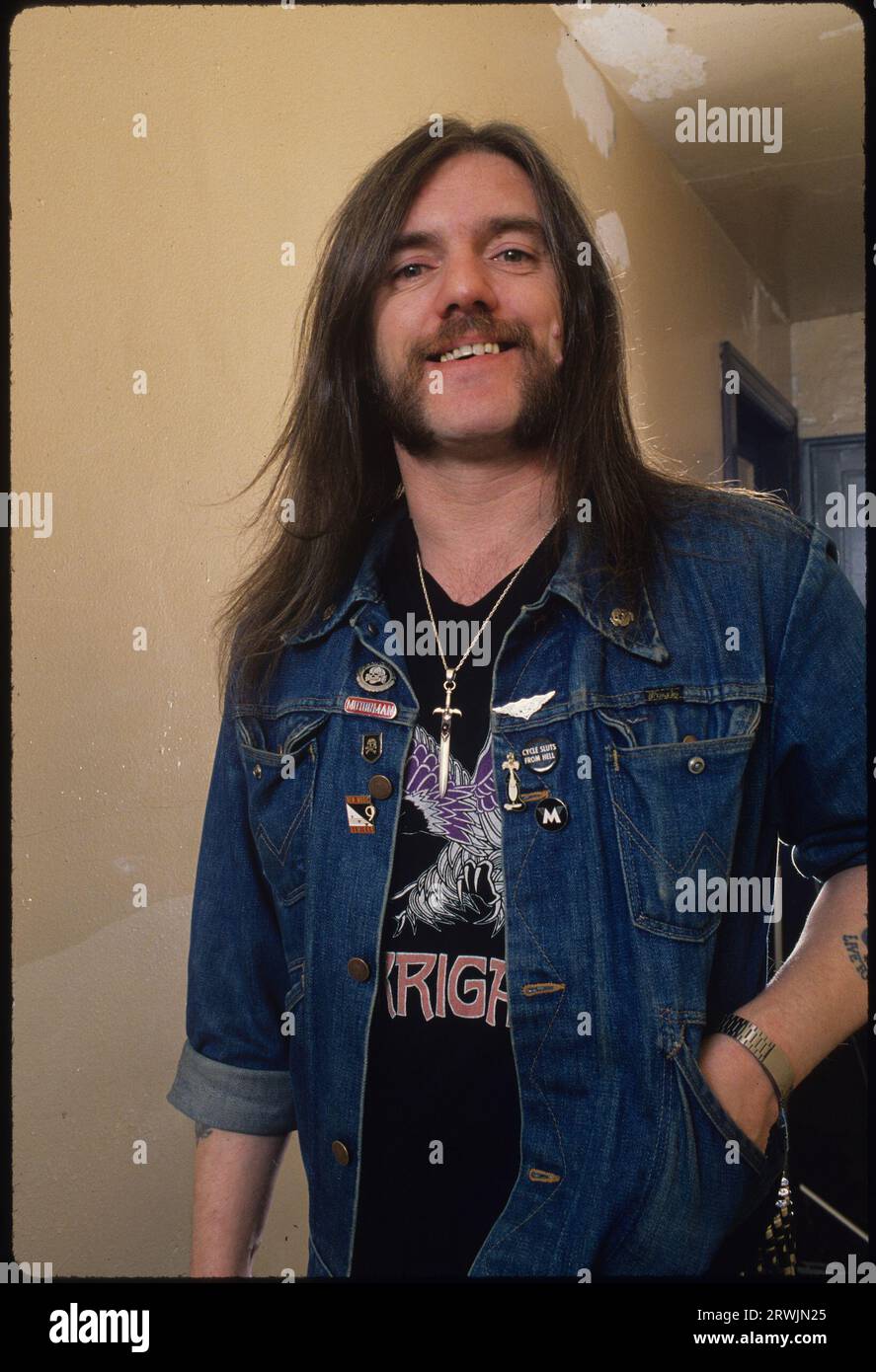 Lemmy di Motorhead fotografato a Chicago, Illinois. 1988. Crediti: Gene Ambo/MediaPunch Foto Stock