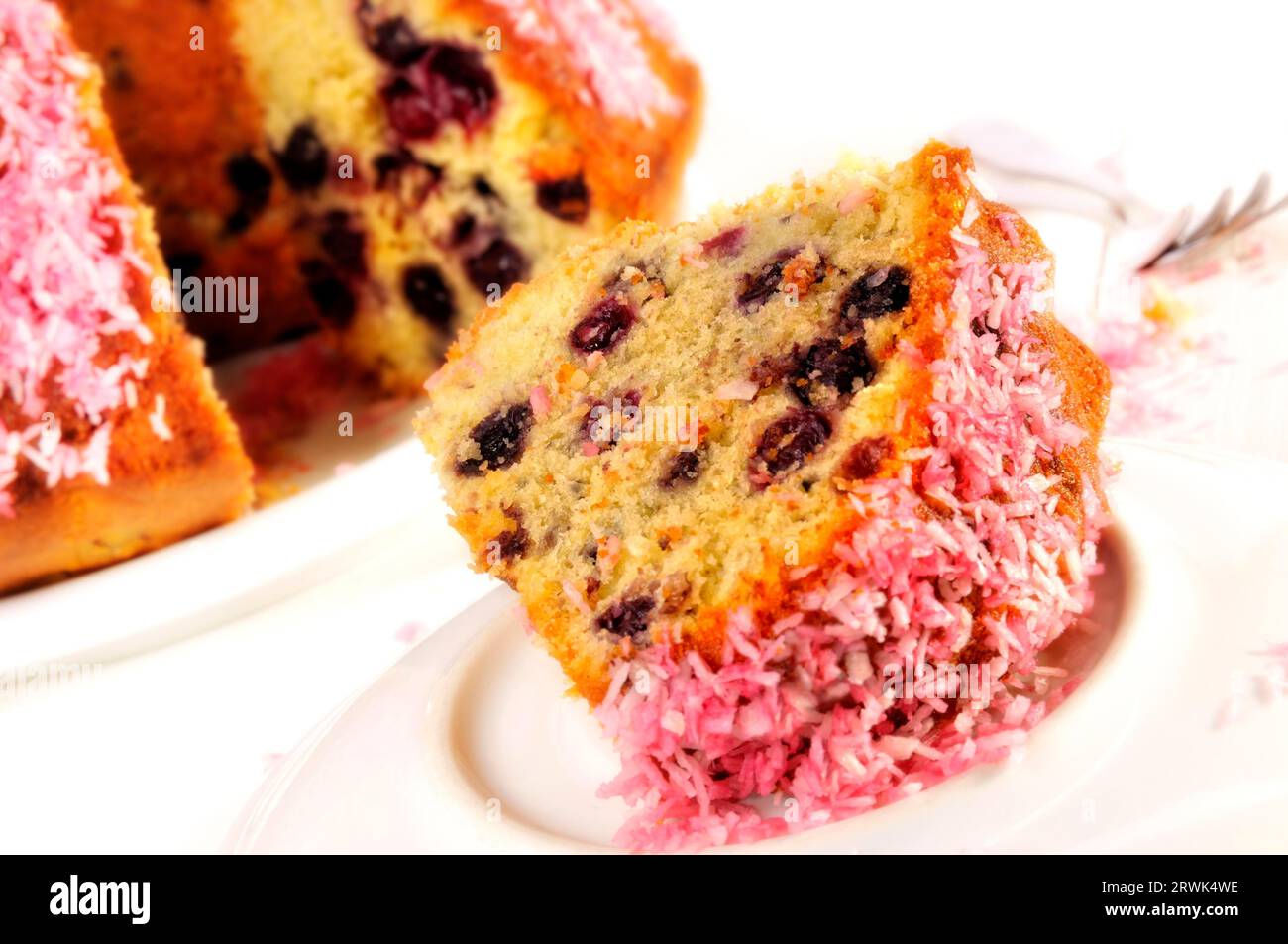 Torta di mirtilli con fiocchi di cocco Foto Stock