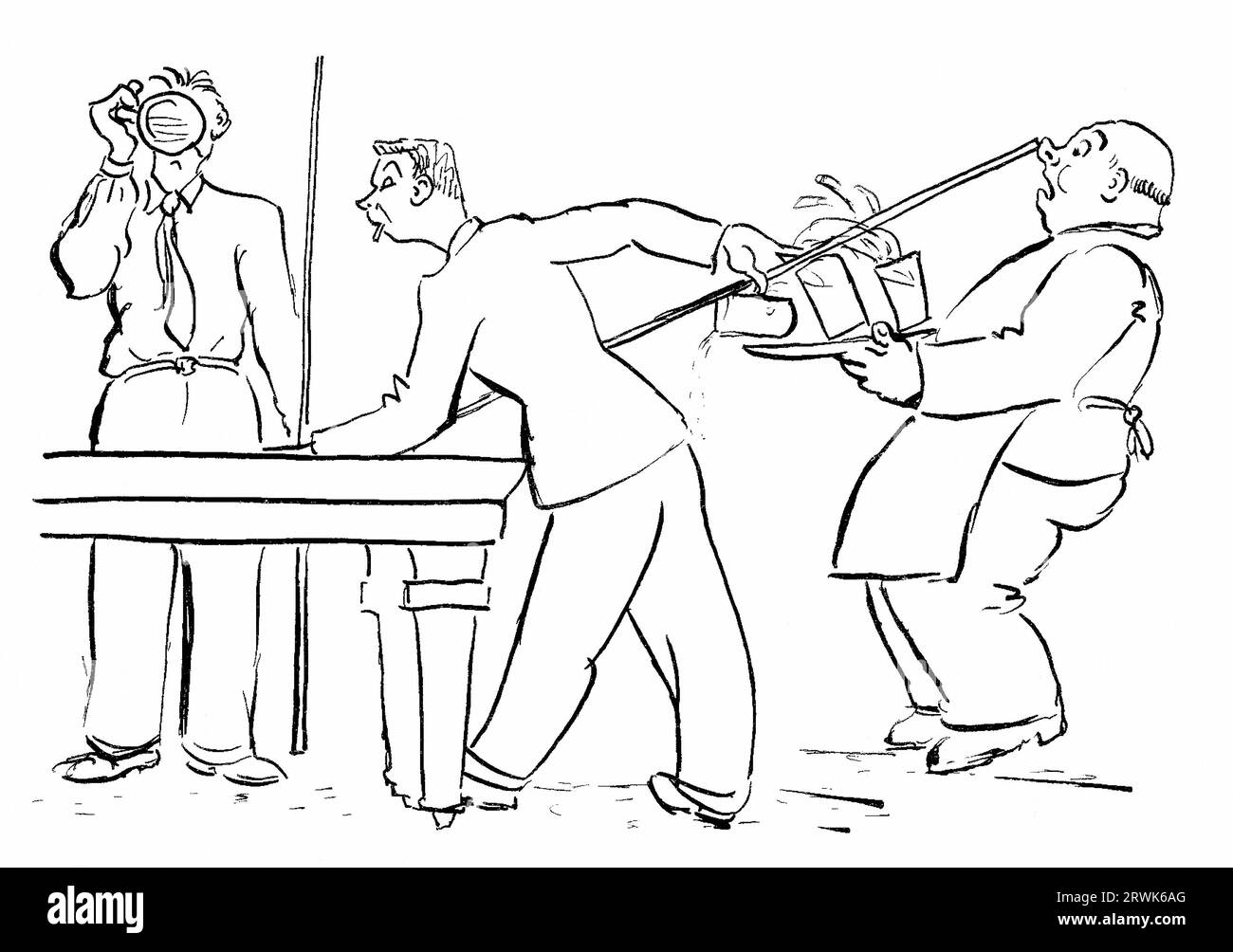 Il giocatore di biliardo abbatte il proprietario Foto Stock