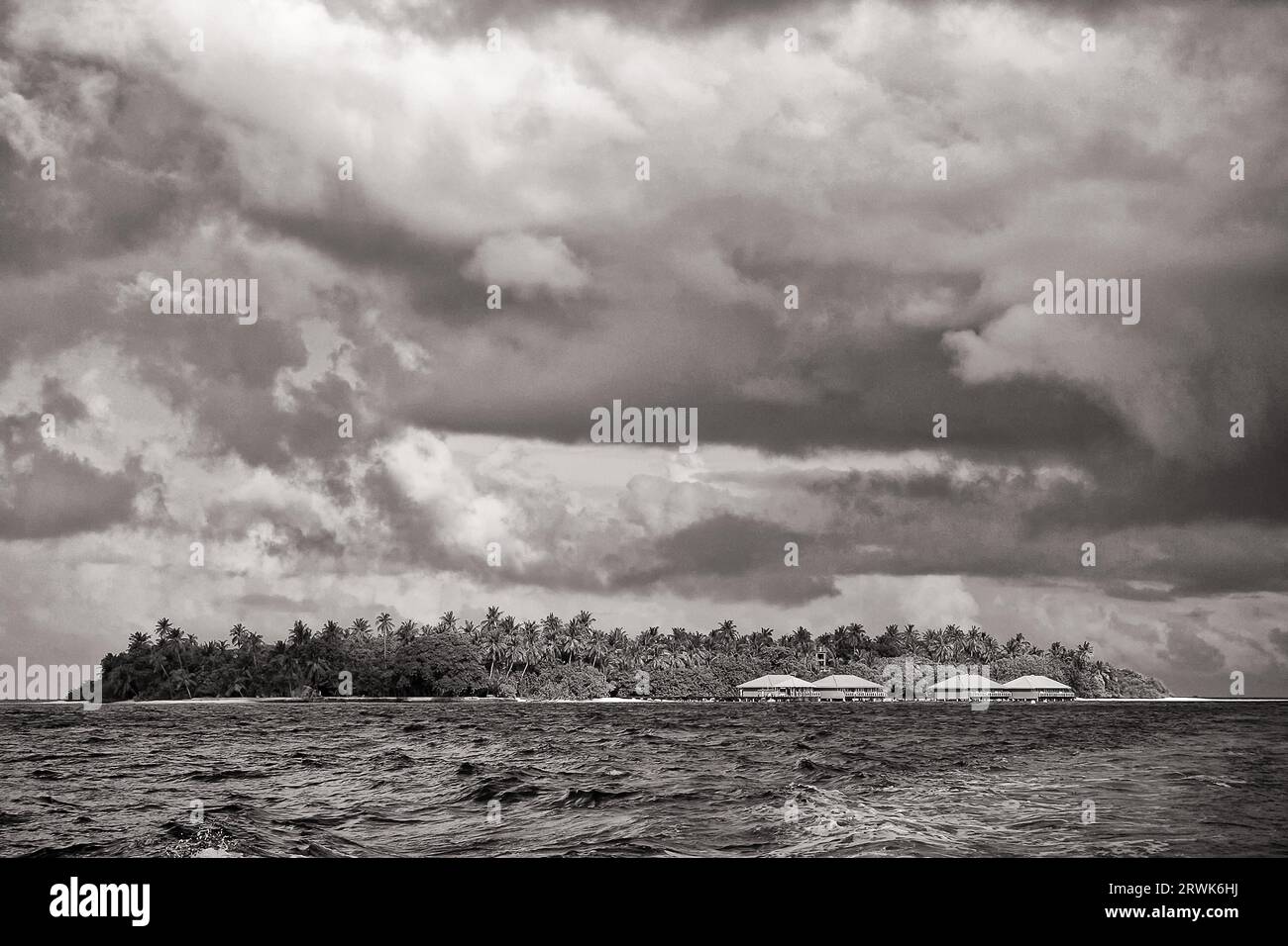 Villaggio di Embudu, Maldive, Atollo di male Sud, Oceano Indiano Foto Stock
