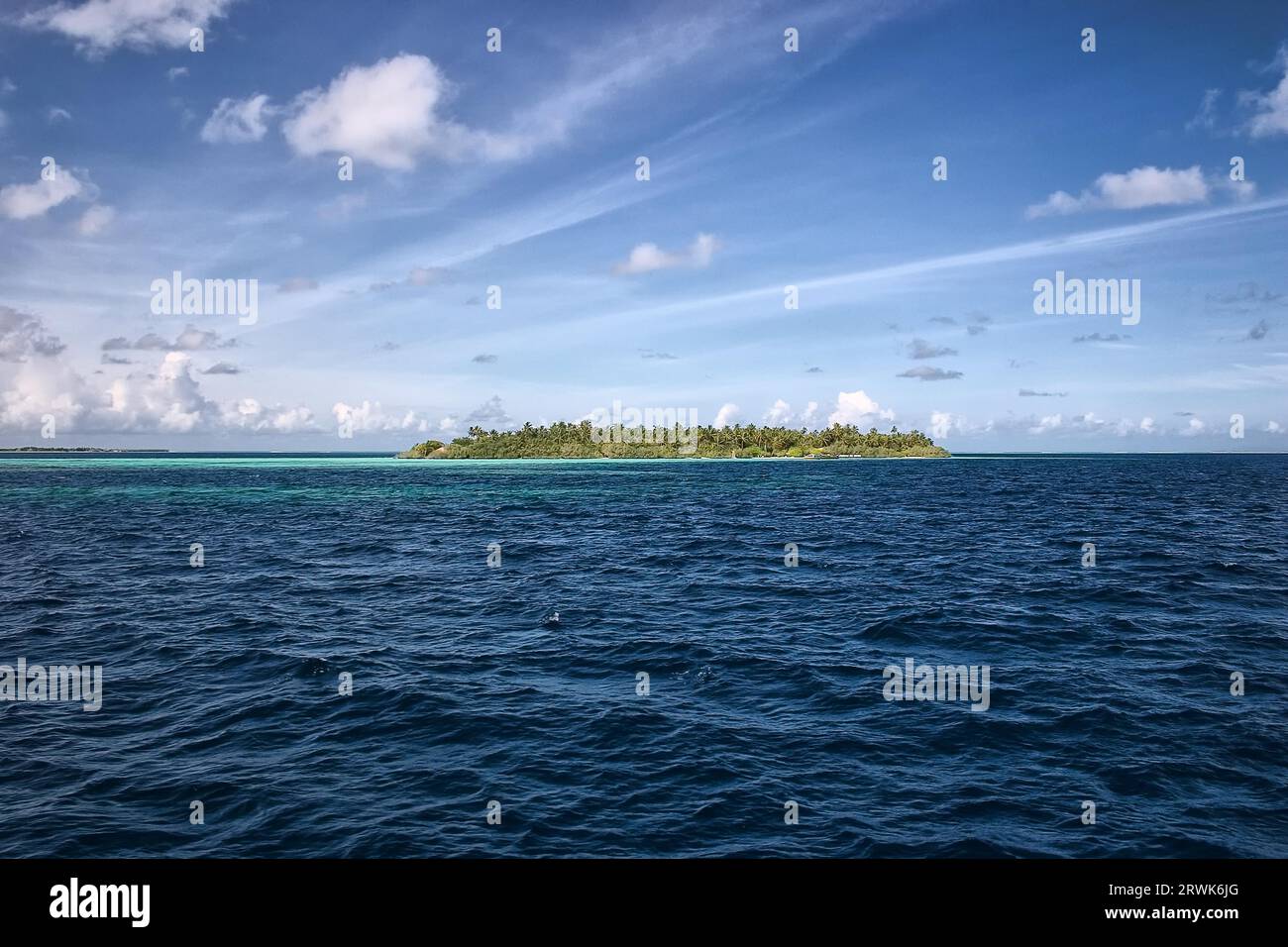 Villaggio di Embudu, Maldive, Atollo di male Sud, Oceano Indiano Foto Stock