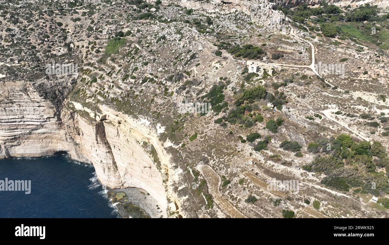 Dinglicliffss a Malta, dronePhotography Foto Stock