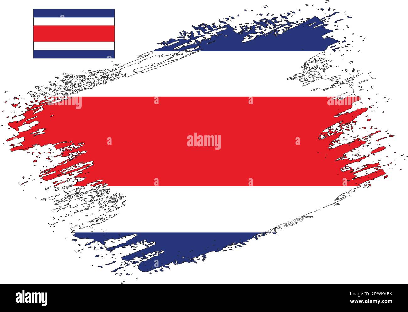 Pennello Design Costa Rica Flag Vector Illustrazione Vettoriale