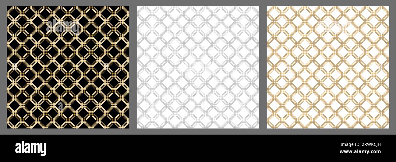 Serie di ripetizioni geometriche senza giunture. Raccolta di ornamenti astratti vettoriali geometrici. Set di sfondi moderni con elementi ripetuti Illustrazione Vettoriale