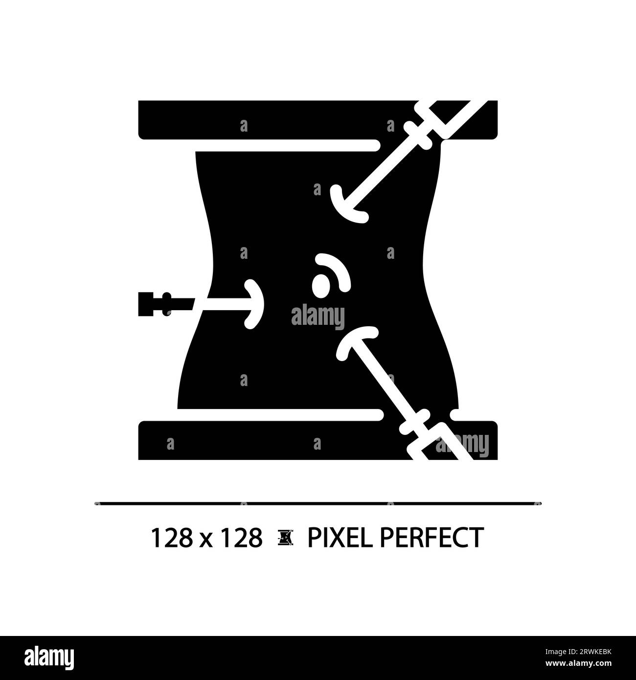 Icona glifo nero perfetto pixel laparoscopio Illustrazione Vettoriale