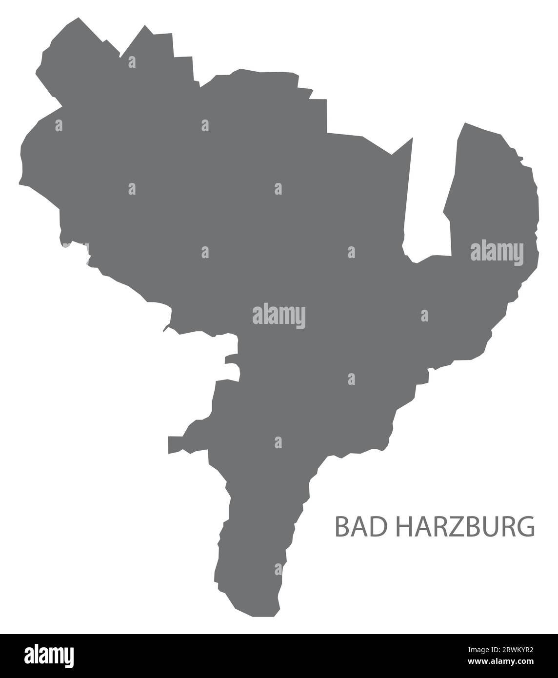 Bad Harzburg Mappa della città tedesca illustrazione grigia sagoma della silhouette Illustrazione Vettoriale
