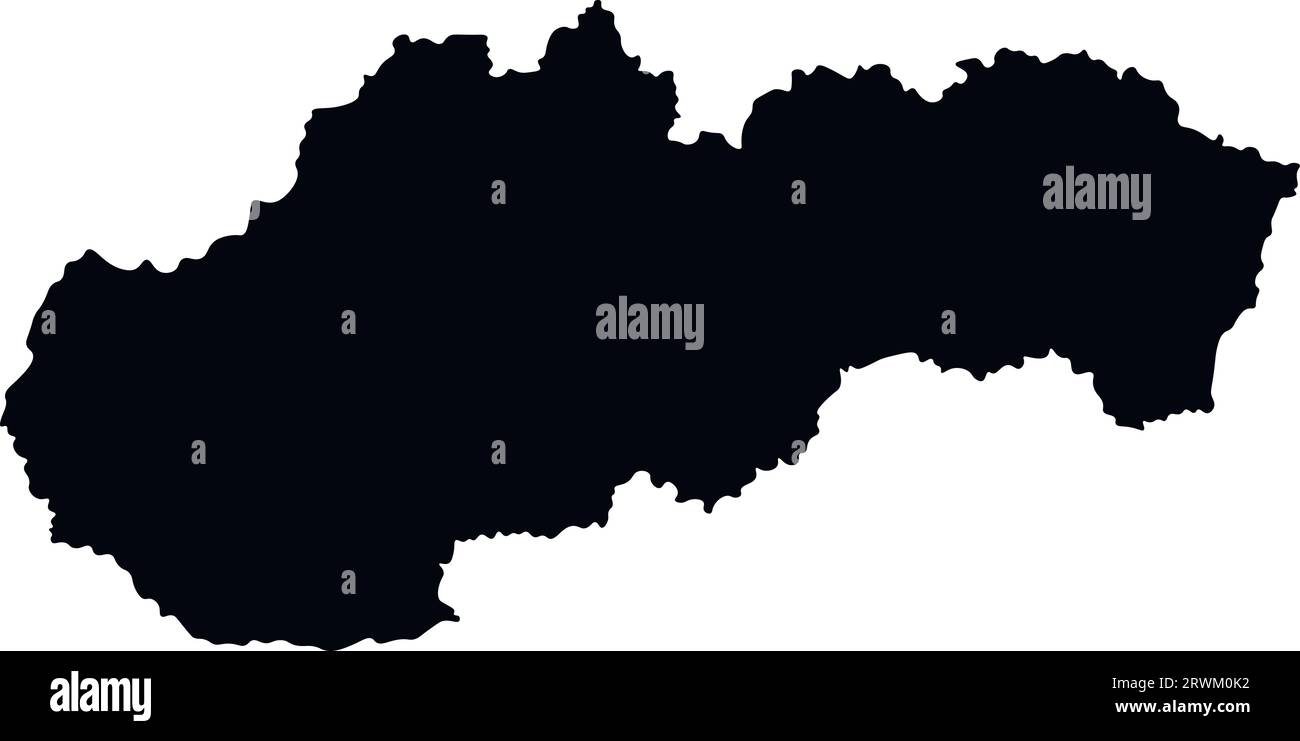 Icona di illustrazione semplificata isolata con silhouette nera della mappa della Slovacchia. Sfondo bianco Illustrazione Vettoriale