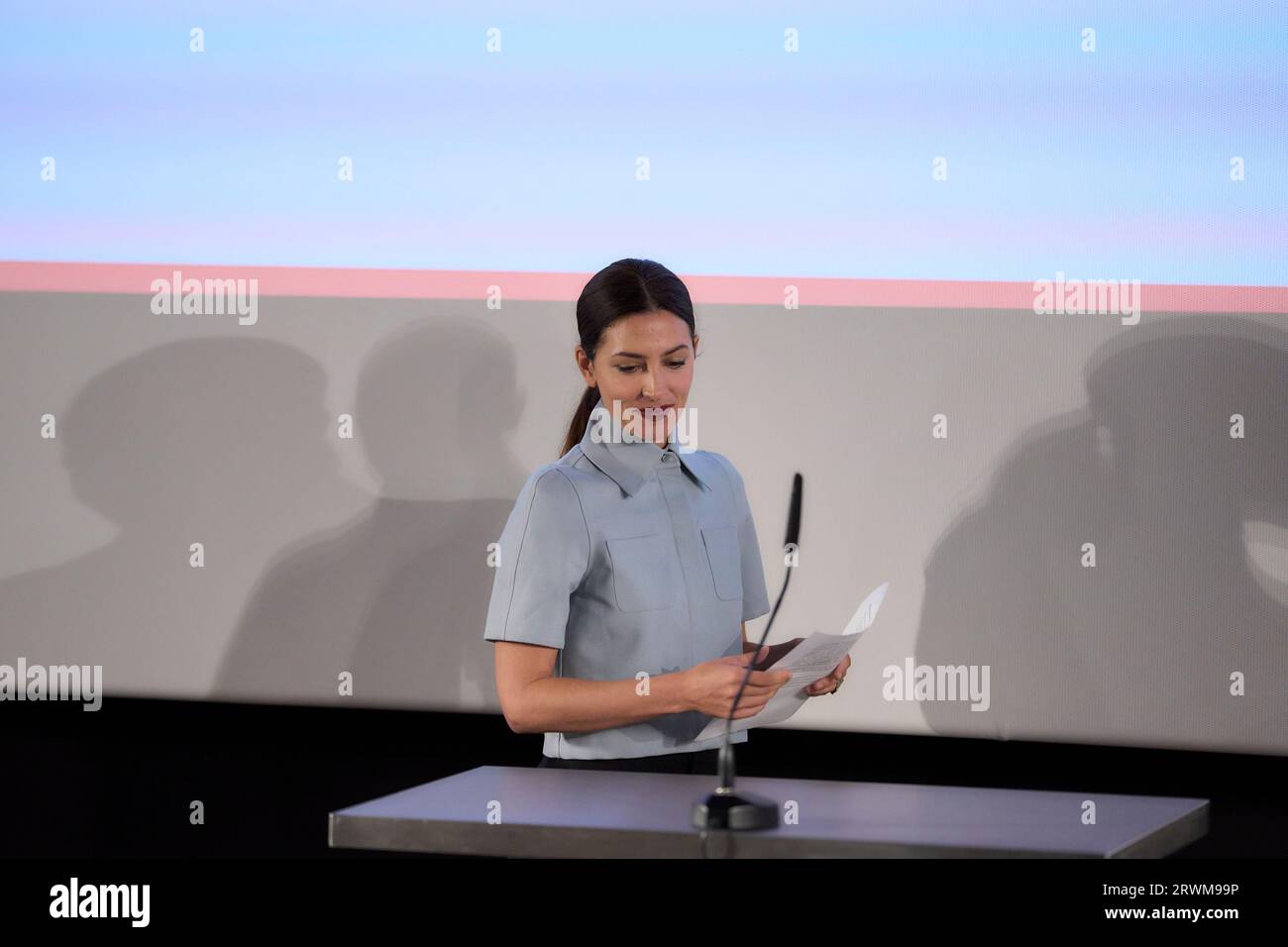 Madrid. Spagna. 20230920, Barbara Lennie annuncia che "la soledad de la nieve" sarà il film selezionato per rappresentare la Spagna agli Oscar alla Film Academy il 20 settembre 2023 a Madrid, Spagna "la soledad de la nieve", di Juan Antonio Bayona, è il lungometraggio selezionato dall'Academy of Motion Picture Arts and Sciences per rappresentare la Spagna alla prossima edizione degli Oscar nella categoria Best International Film. La 96esima edizione degli Oscar Awards si svolgerà domenica 10 marzo 2024 Foto Stock