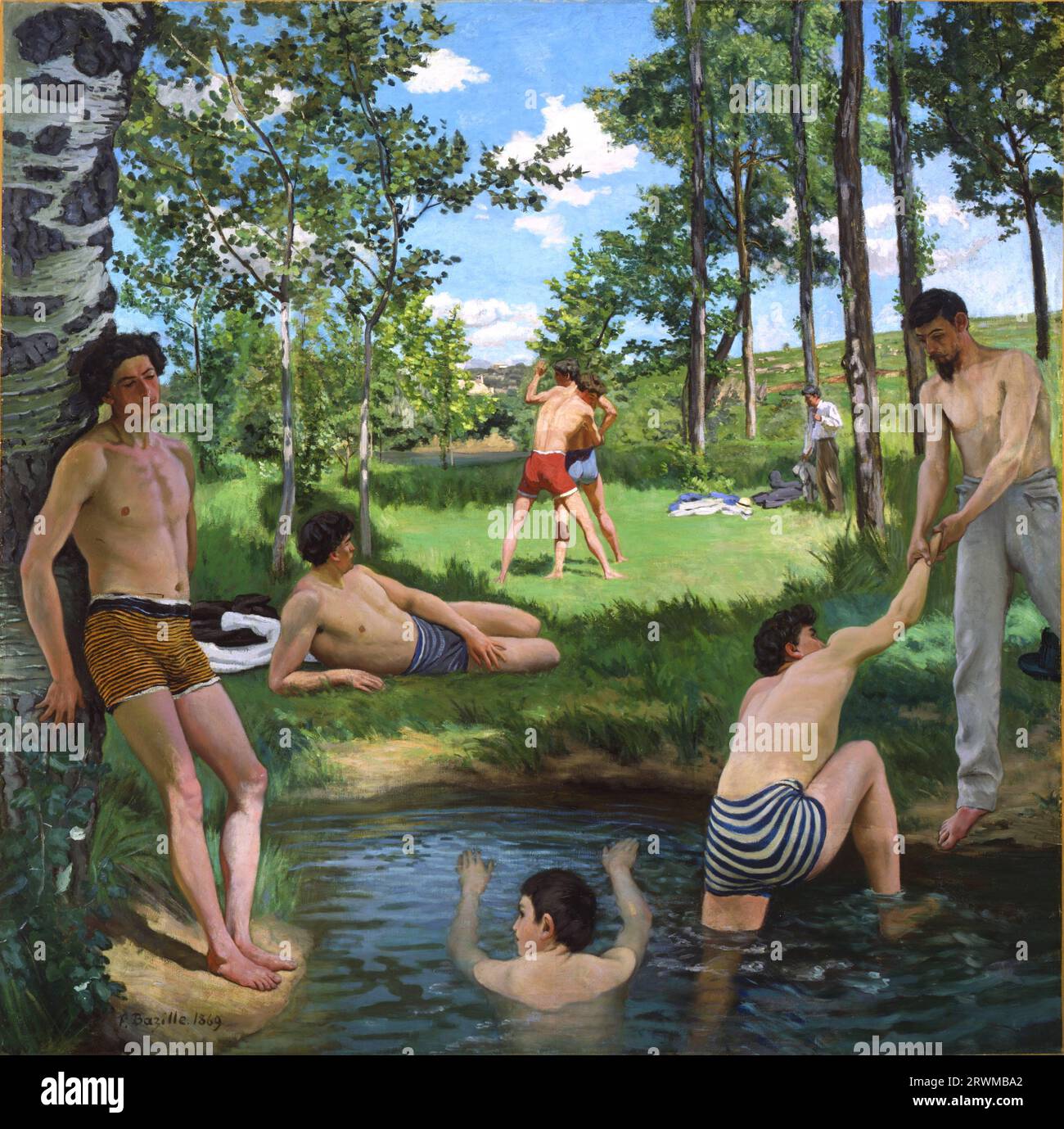 Jean Frédéric Bazille - Summer Scene Bathers - 1869 Foto Stock