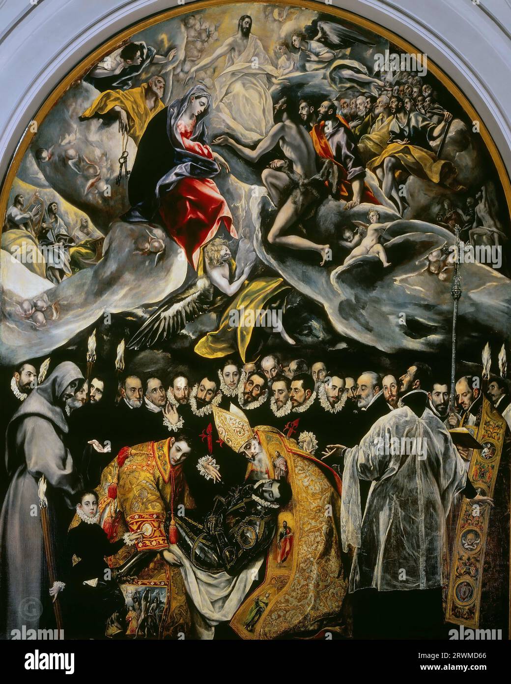 El Greco – sepoltura del conte di Orgaz 1586-88. 460x360. Chiesa di San Tommaso, Toledo Foto Stock
