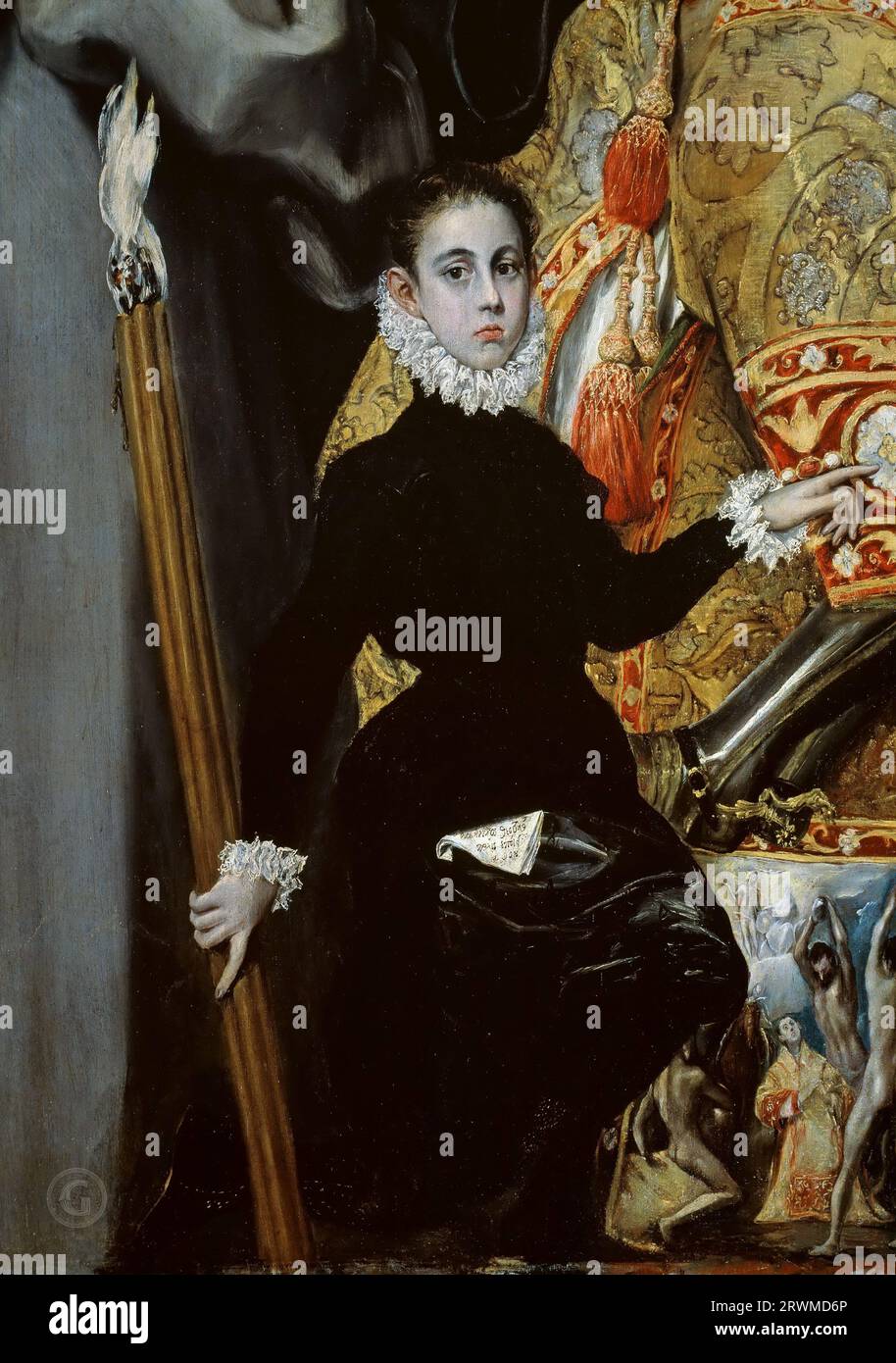 El Greco - sepoltura del Conte di Orgaz, Chiesa particolare di San Tommaso, Toledo Foto Stock