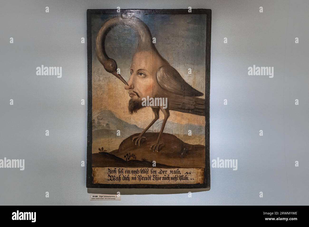 The Bird of Self-Knowledge Painting al Tyrolean Folk Art Museum di Innsbruck, Austria Foto Stock