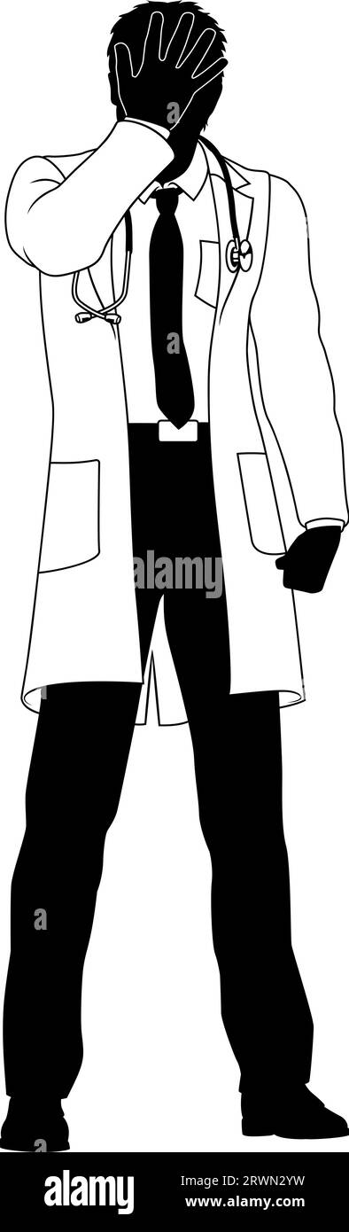 Dottore uomo medico Silhouette medico persona sanitaria Illustrazione Vettoriale