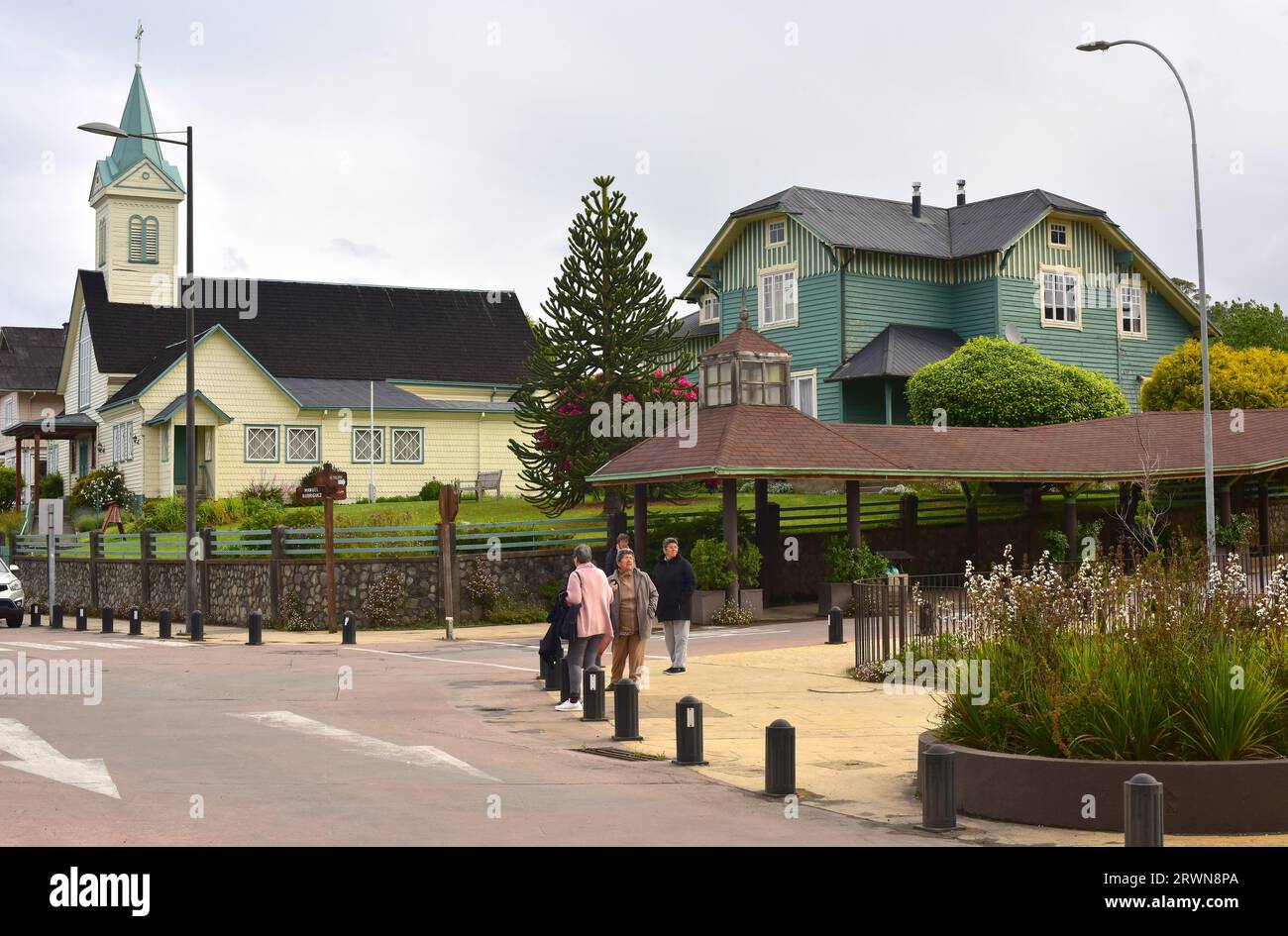 Frutillar città. Frutillar fu fondata dai coloni tedeschi. Regione di Los Lagos, Cile. Foto Stock