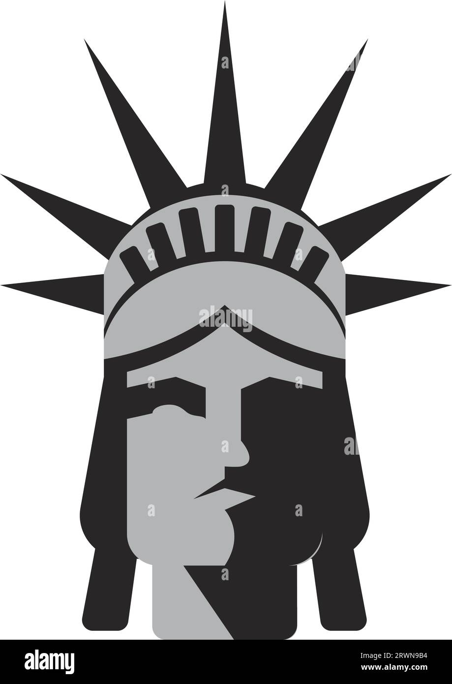 Semplice disegno monocromatico piatto della STATUA DELLA LIBERTÀ, NEW YORK CITY Illustrazione Vettoriale