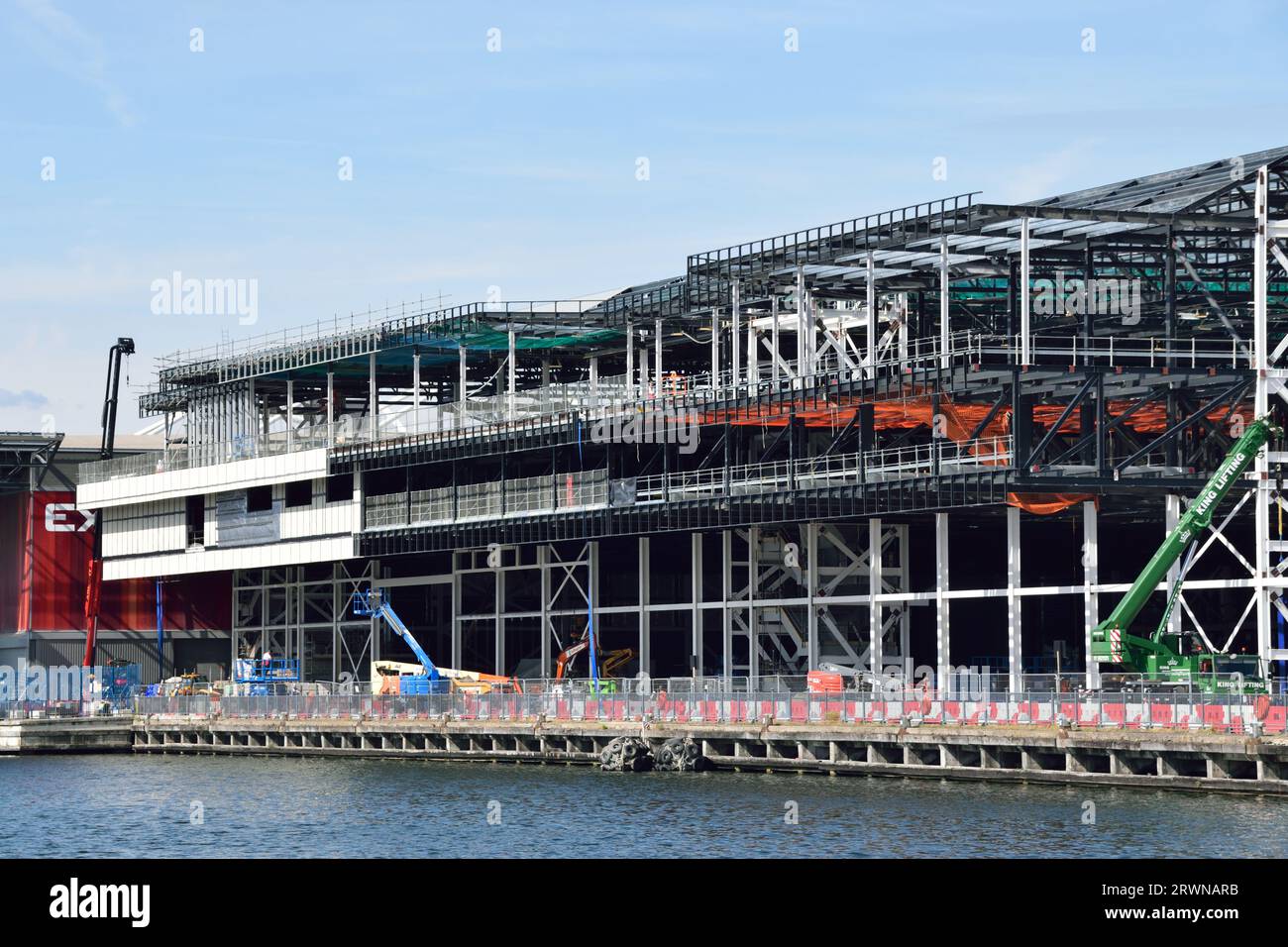 Lavori di costruzione per il programma di espansione Excel London fase 3 nei Royal Docks di Londra Foto Stock