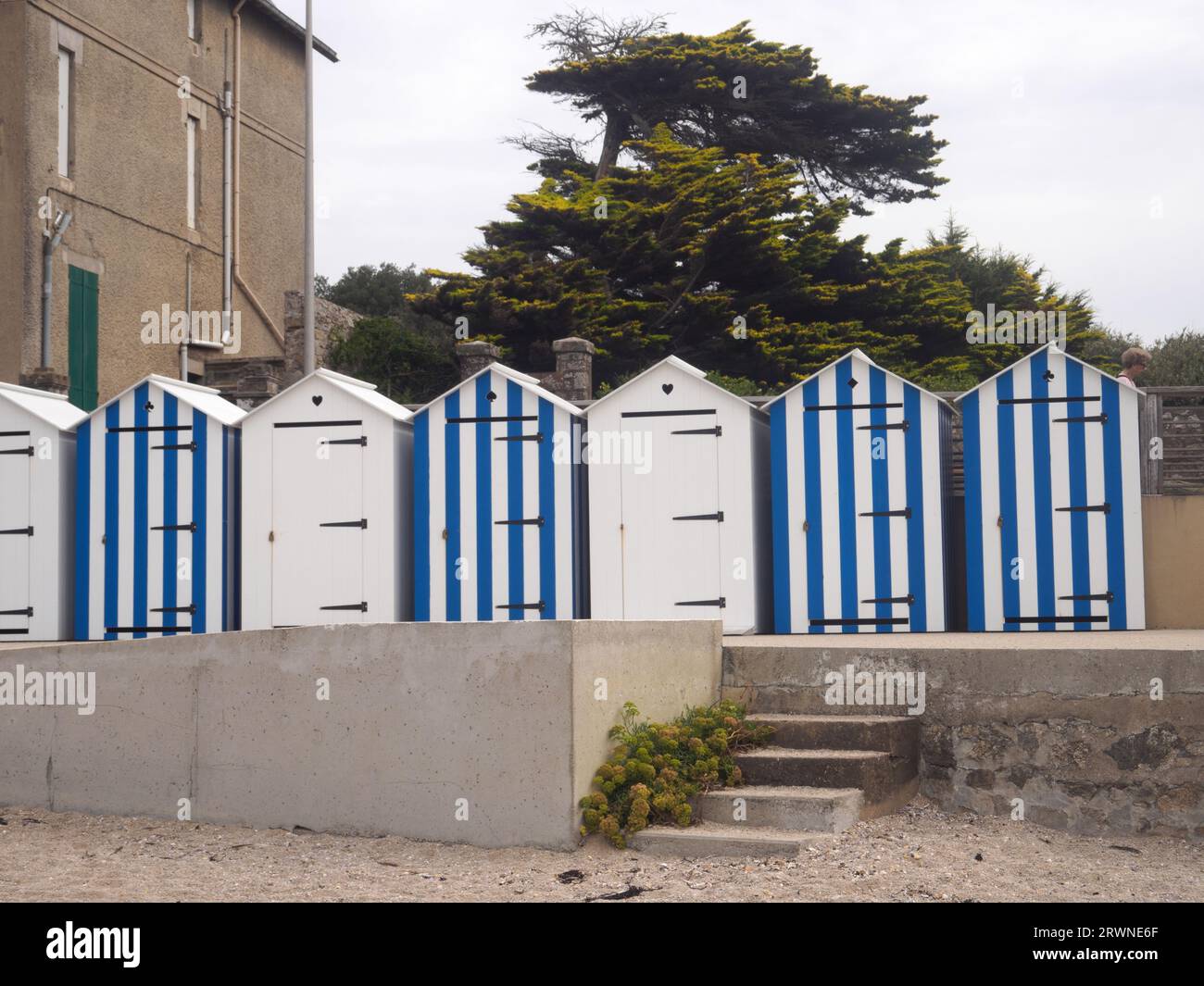 Rifugio sulla spiaggia a Port Lin, le Croisic, Bretagna Foto Stock