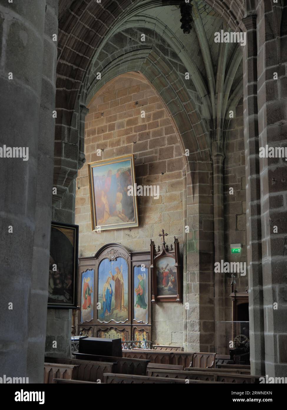 Dipinti della cappella laterale, Église Notre-Dame-de-Pitié, le Croisic, Foto Stock