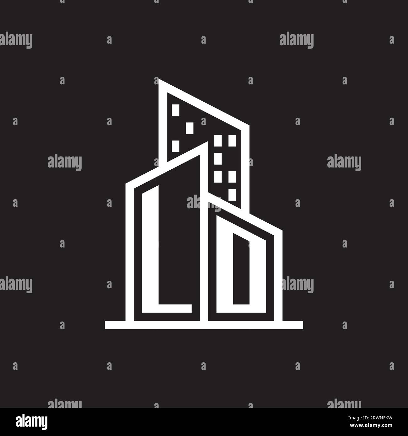 Logo immobiliare con stile edificio, logo immobiliare Stock Vector Illustrazione Vettoriale