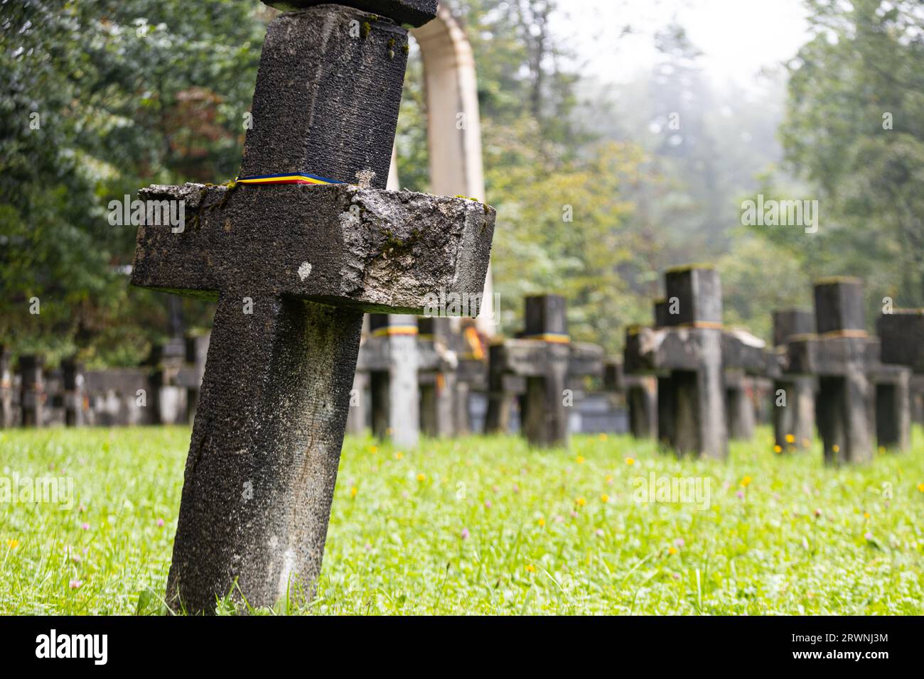 Cimitero militare a Sibiu. Il cimitero militare attraversa la Romania Foto Stock