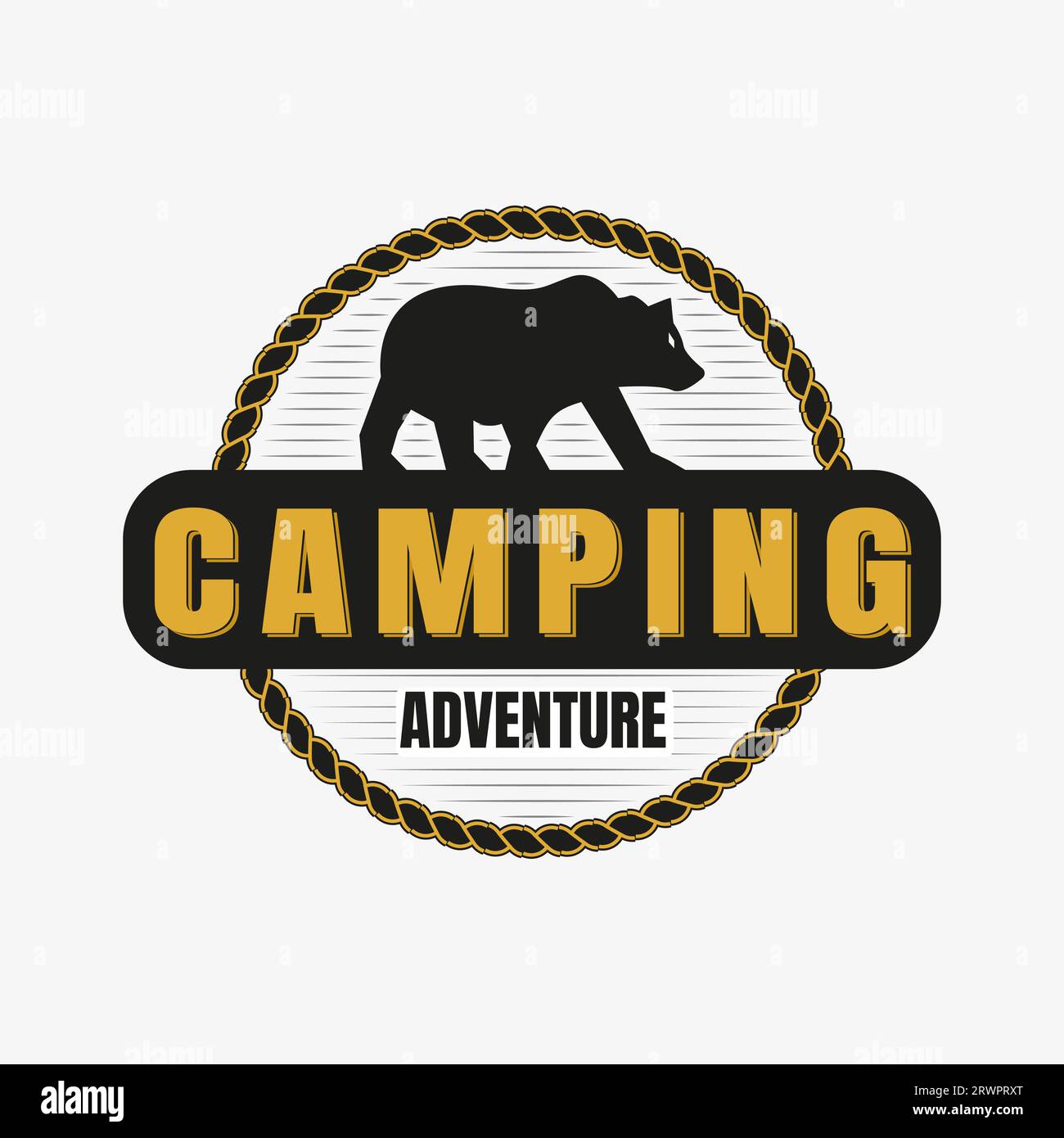 Logo con emblema e silhouette a forma di orso. Distintivo della california vintage del selvaggio West. Illustrazione vettoriale. Illustrazione Vettoriale