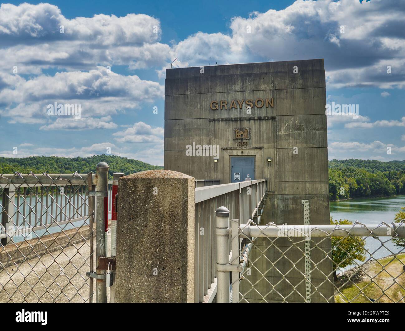 Grayson Dam, è una diga di terra che ha creato il lago Grayson vicino a Grayson Ky USA Foto Stock