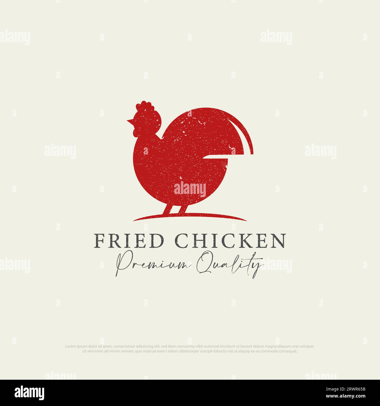 Logo del ristorante Fried Chicken con stile vintage, icona retrò del ristorante con pollo e illustrazione vettoriale Illustrazione Vettoriale