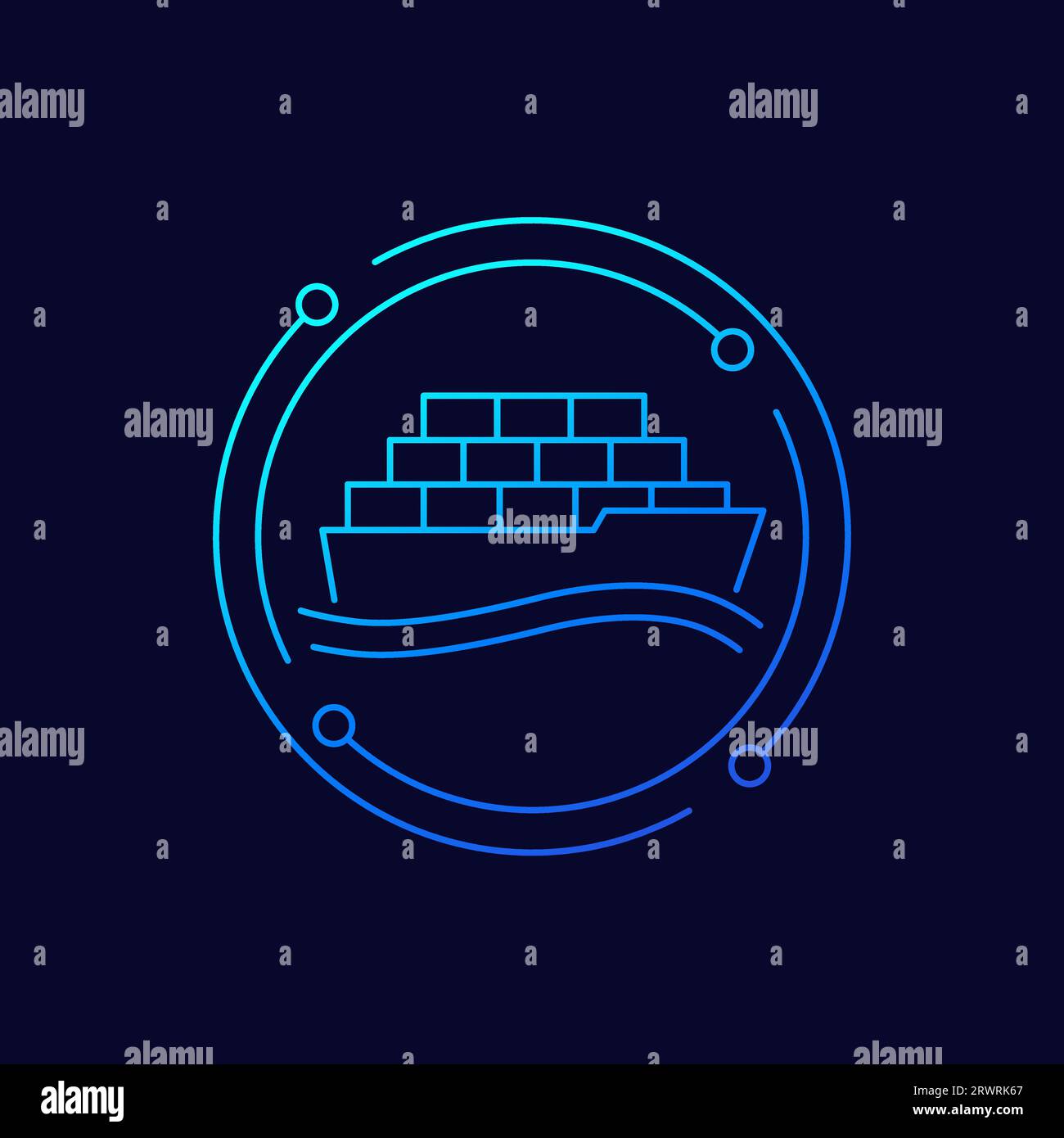 icona nave container cargo, trasporto marittimo Illustrazione Vettoriale