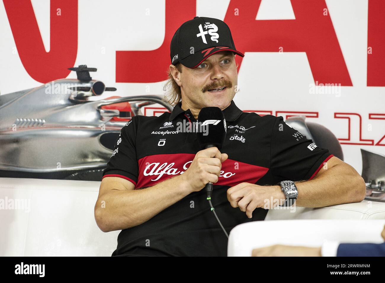 Suzuka, 21/09/2023, BOTTAS Valtteri (fin), Alfa Romeo F1 Team puntata C43, ritratto conferenza stampa durante il Gran Premio di Formula 1 Lenovo 2023, sedicesimo round del Campionato Mondiale di Formula 1 2023 dal 22 al 24 settembre 2023 sul Suzuka International Racing Course, a Suzuka Foto Stock